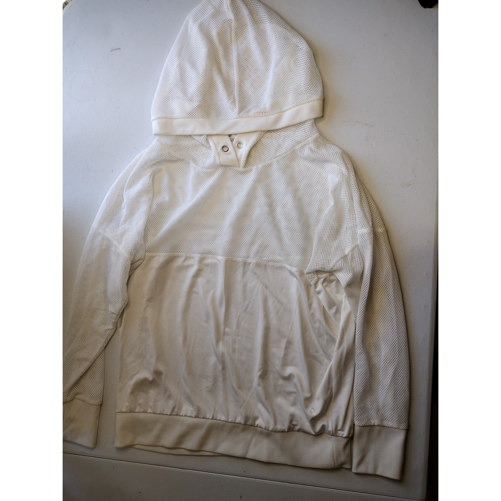 Soho Sport Athleisure Mesh Hoodie Pullover White Athletic Lightweight Women's L